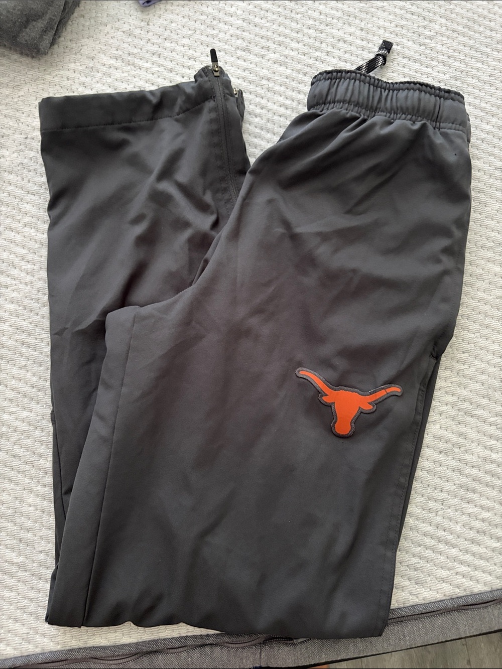 Grey Nike Athletic Track Pants with Orange Longhorn Logo